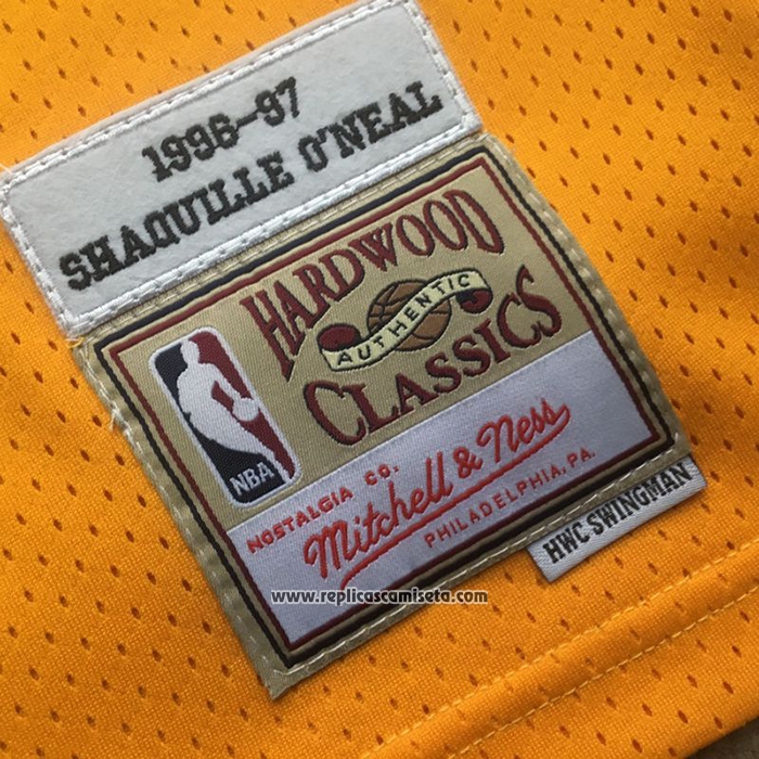 Camiseta Los Angeles Lakers Shaquille O'Neal #34 Mitchell & Ness 1996-97 Amarillo